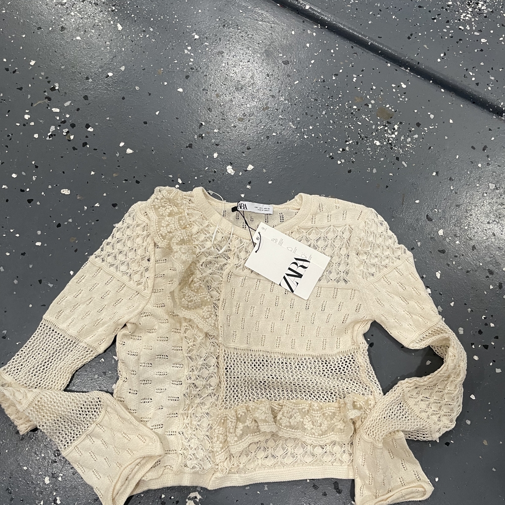 Zara Beige Textured Women's Blouse